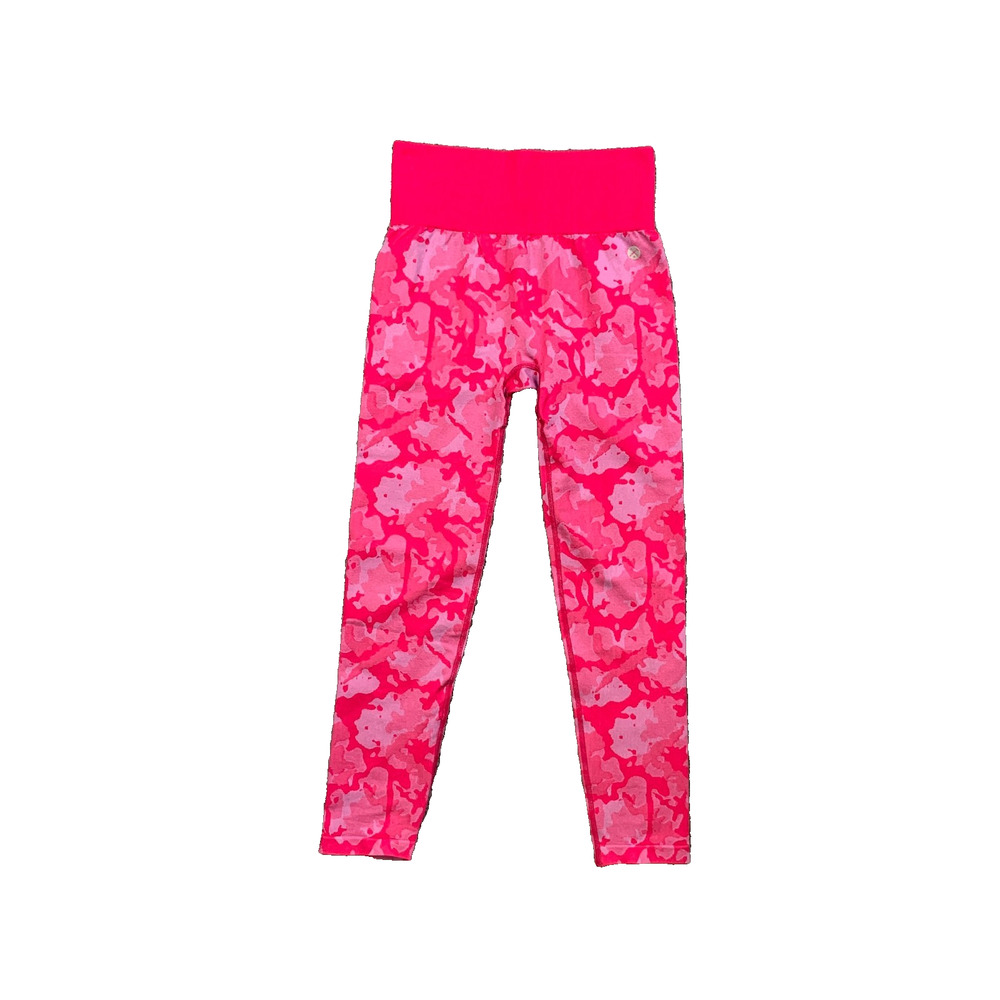 Dixxon Leggings Womens M Medium Pink Camo Ribbed Waistband Seamless High Waist